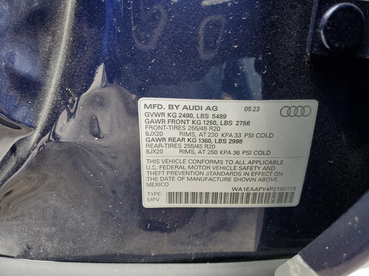 WA1EAAFY4P2155178 2023 Audi Q5 Premium Plus 45