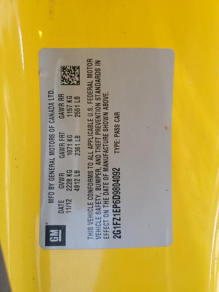 2G1FZ1EP6D9804092 2013 Chevrolet Camaro Zl1