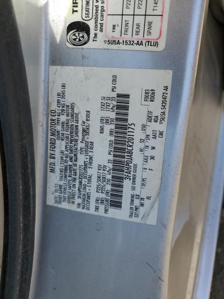 3FAHP0JA8CR201175 2012 Ford Fusion Sel