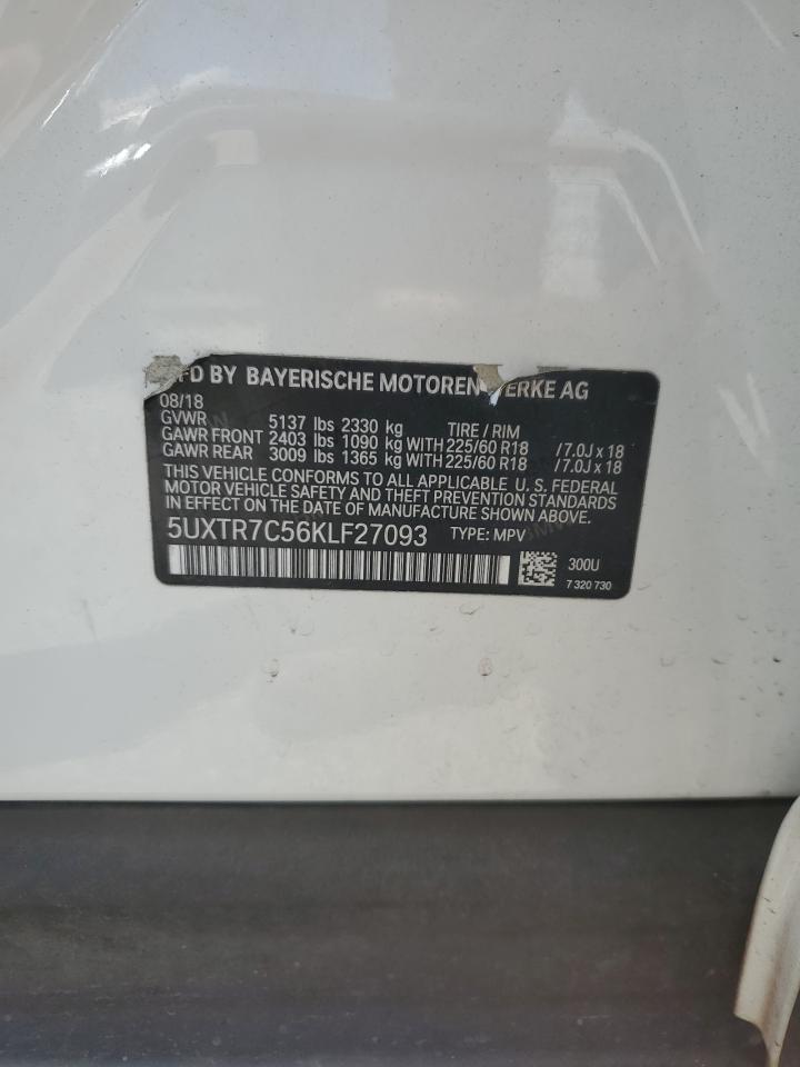 5UXTR7C56KLF27093 2019 BMW X3 Sdrive30I