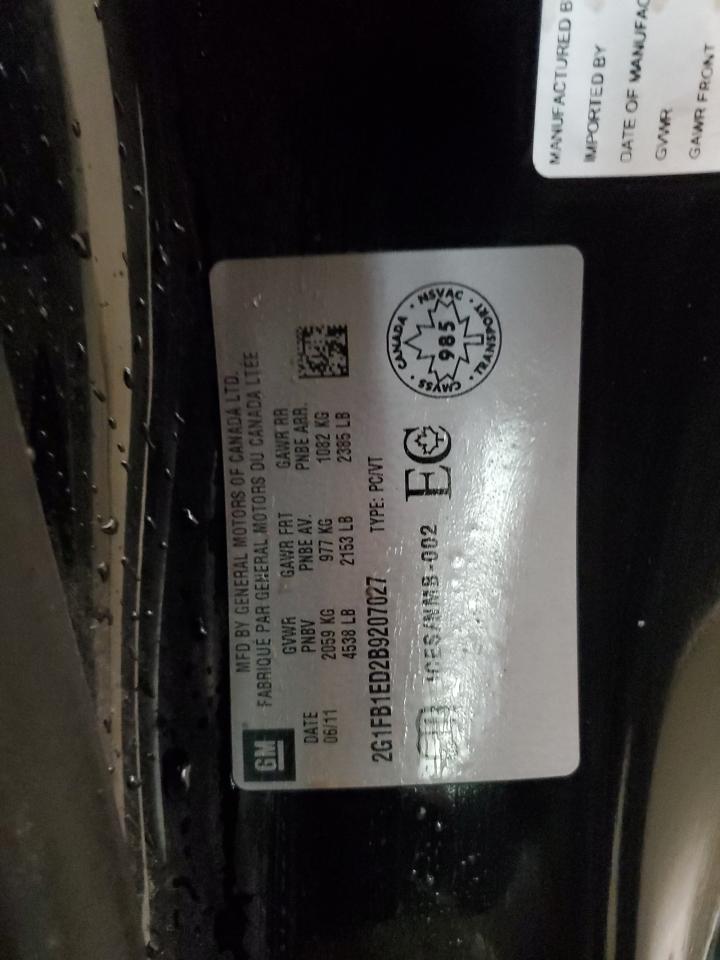 2G1FB1ED2B9207027 2011 Chevrolet Camaro Lt