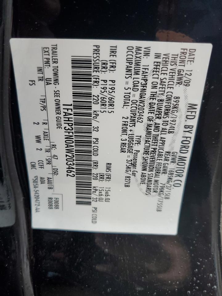 1FAHP3FN0AW203462 2010 Ford Focus Se