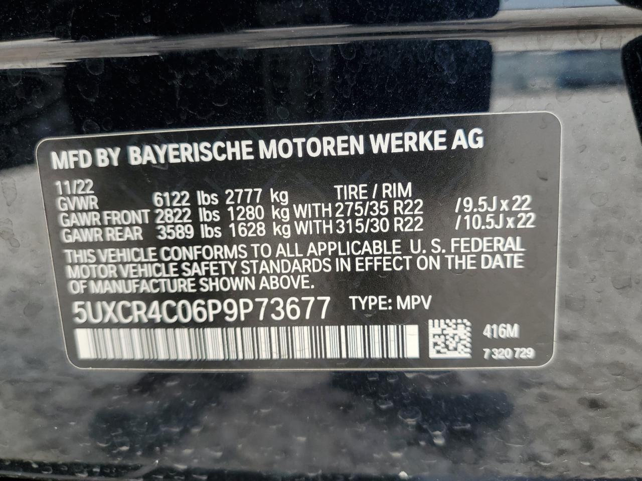 5UXCR4C06P9P73677 2023 BMW X5 Sdrive 40I