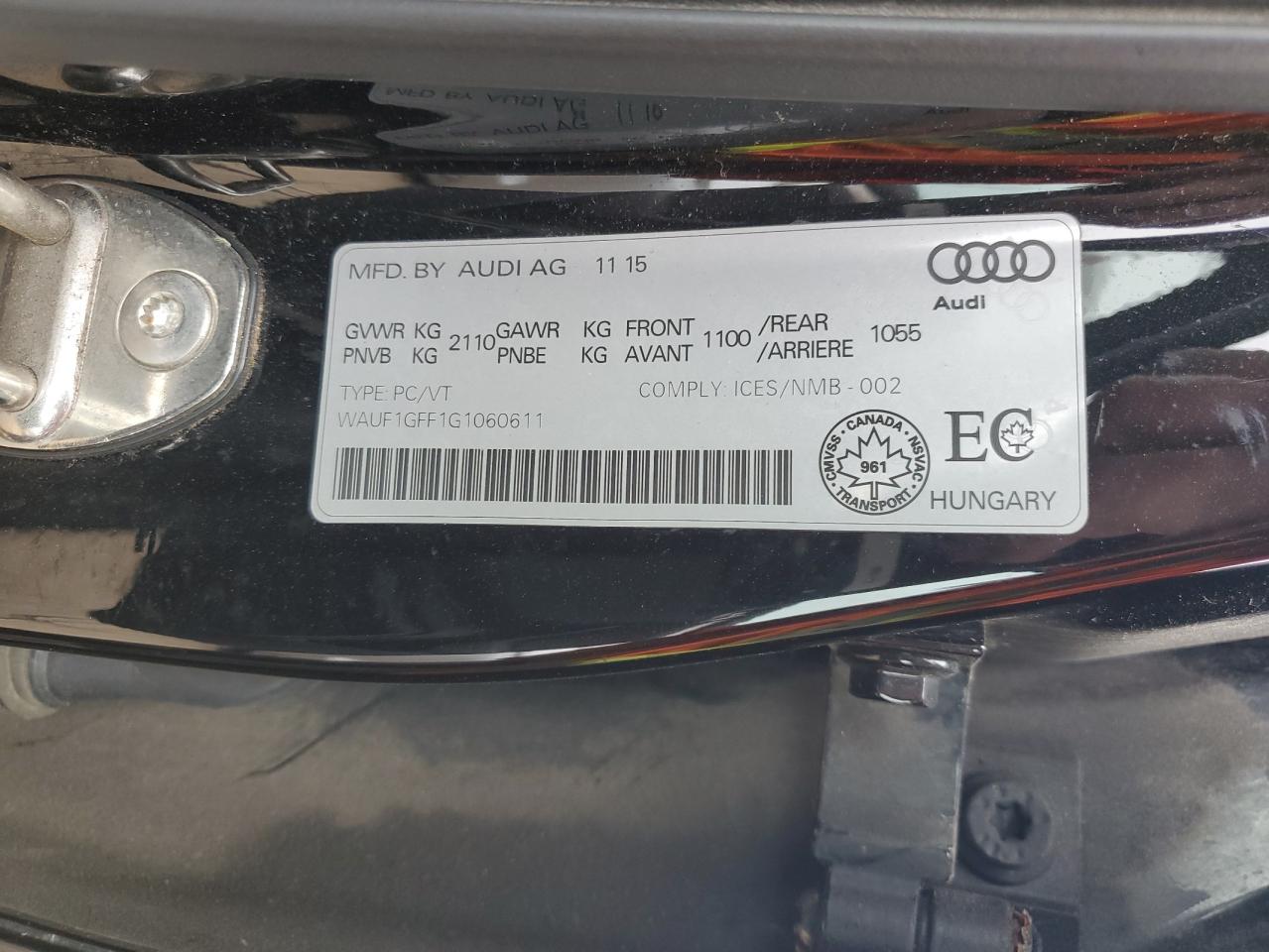 WAUF1GFF1G1060611 2016 Audi S3 Prestige