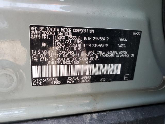 2021 Toyota Rav4 Xle Premium VIN: JTMA1RFV1MD074180 Lot: 53942944