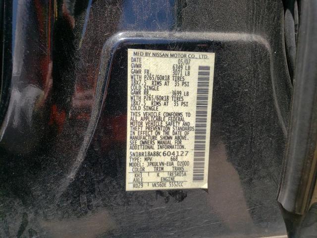 2008 Nissan Pathfinder Le VIN: 5N1BR18A88C604127 Lot: 56593044