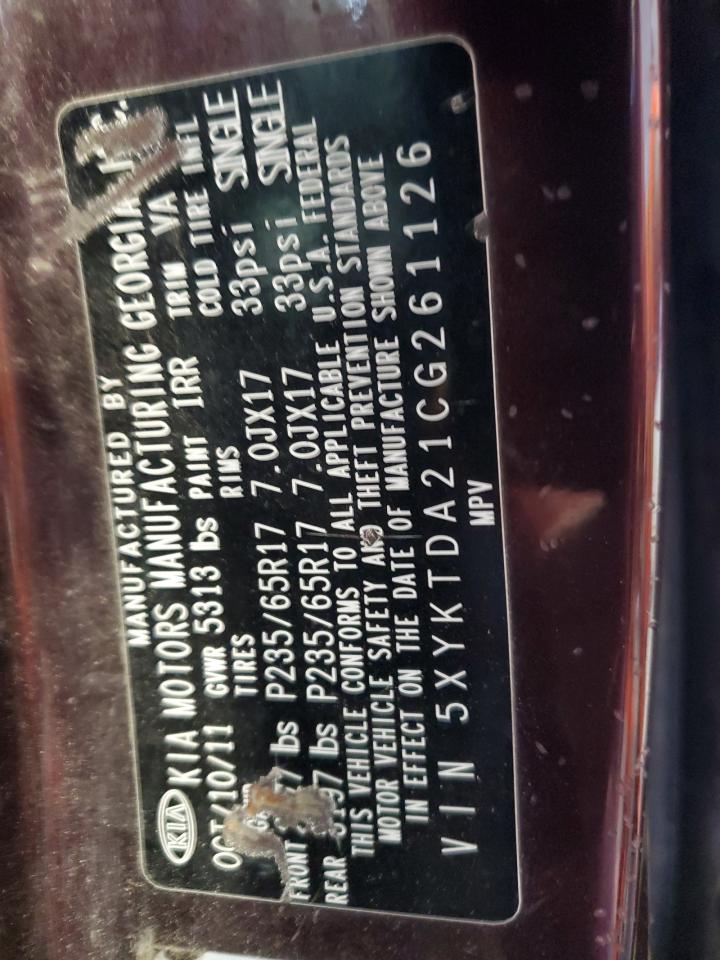 5XYKTDA21CG261126 2012 Kia Sorento Base