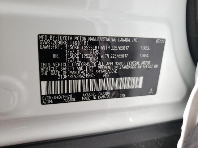 2022 Toyota Rav4 Le VIN: 2T3H1RFV3NW215902 Lot: 54020384