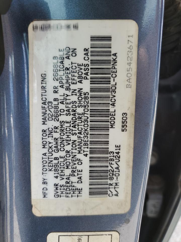 4T1BE32K03U705285 2003 Toyota Camry Le