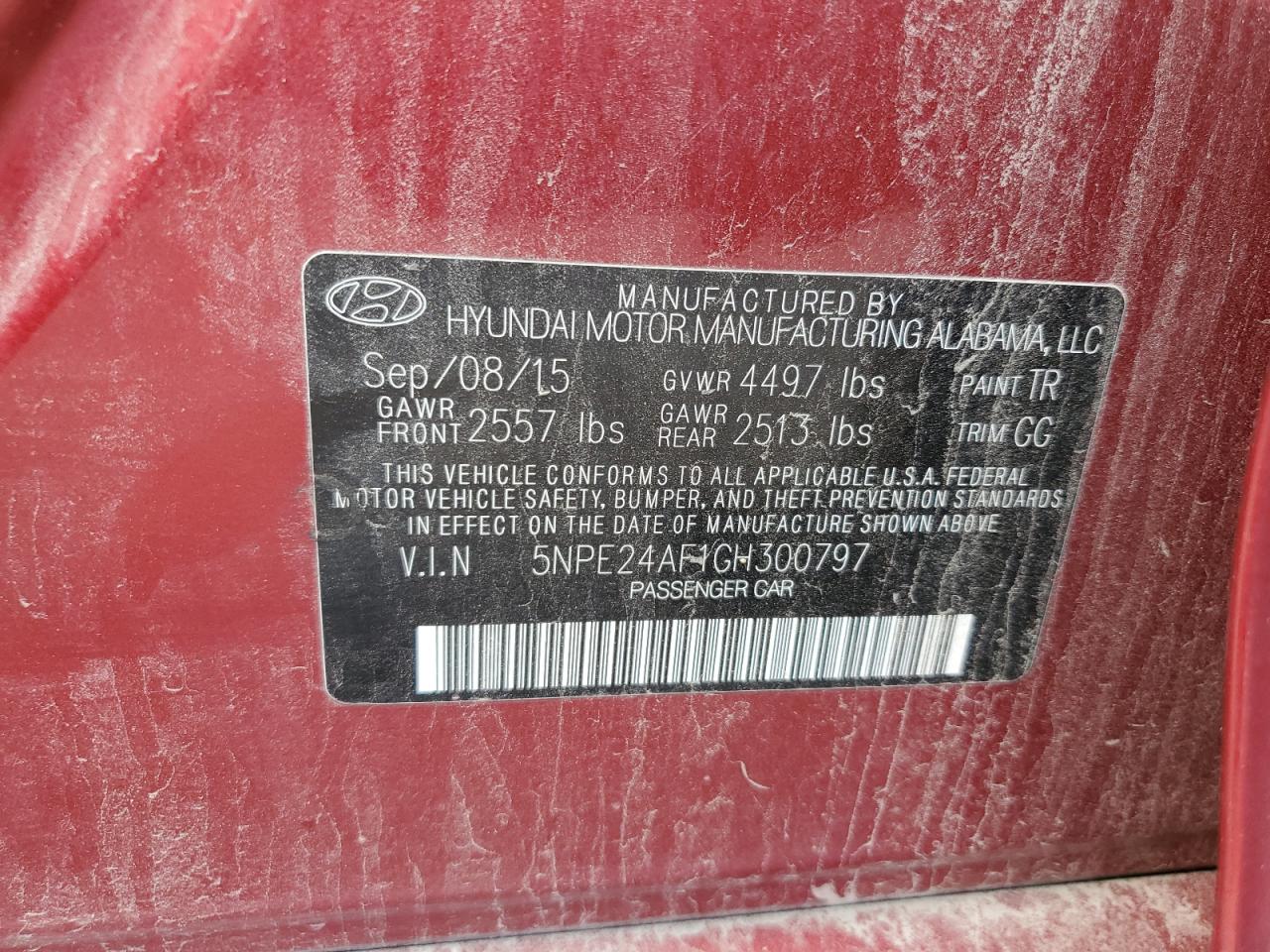 5NPE24AF1GH300797 2016 Hyundai Sonata Se