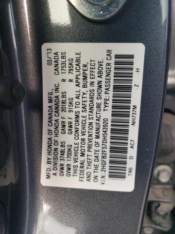 2013 Honda Civic Lx VIN: 2HGFB2F57DH543920 Lot: 54143384