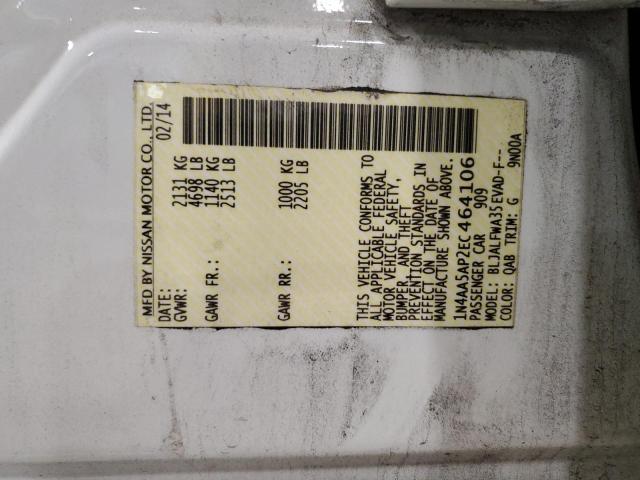 2014 Nissan Maxima S VIN: 1N4AA5AP2EC464106 Lot: 56393564