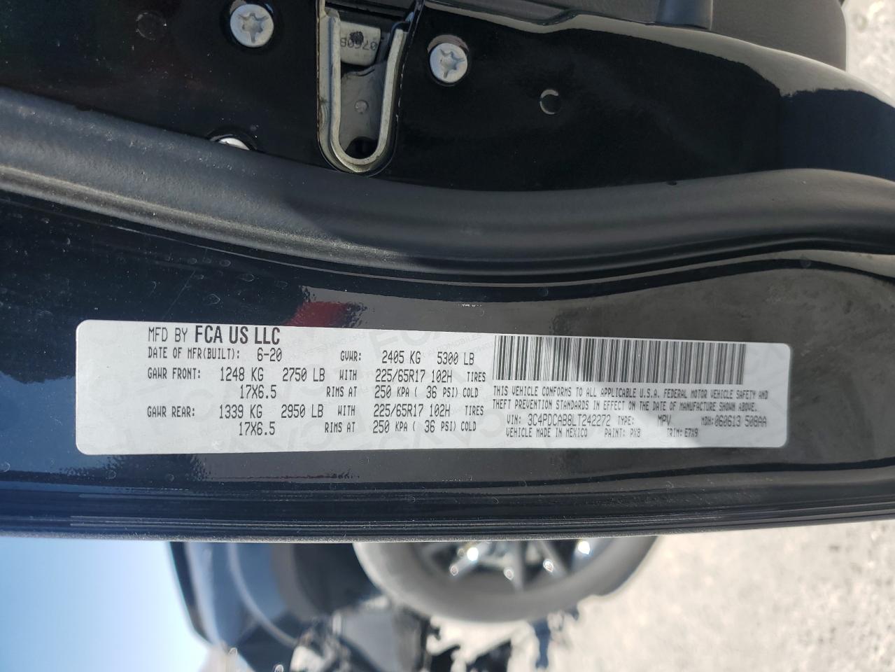 3C4PDCAB8LT242272 2020 Dodge Journey Se