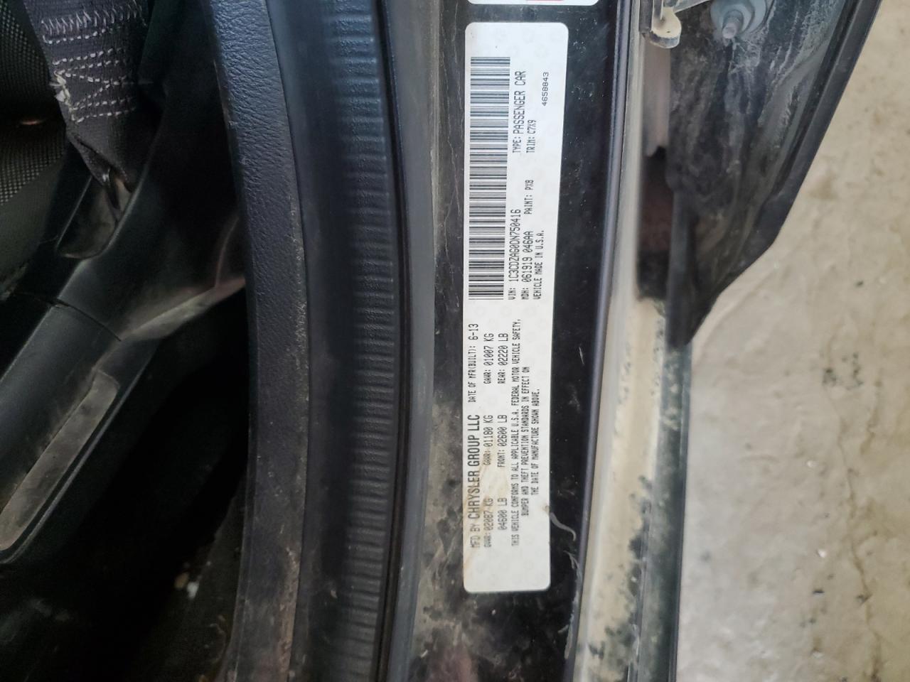 1C3CDZAG0DN750416 2013 Dodge Avenger Se