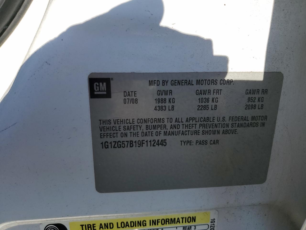 1G1ZG57B19F112445 2009 Chevrolet Malibu Ls