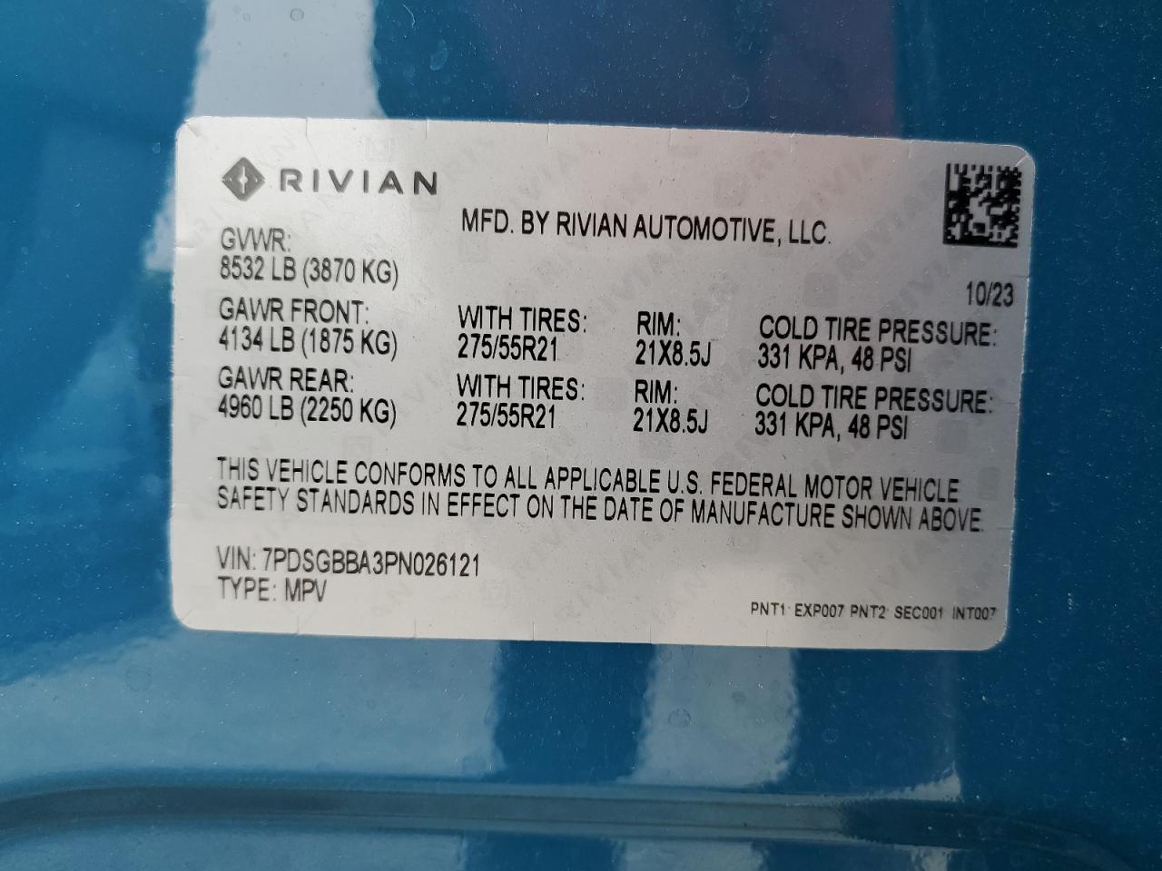 7PDSGBBA3PN026121 2023 Rivian R1S Adventure