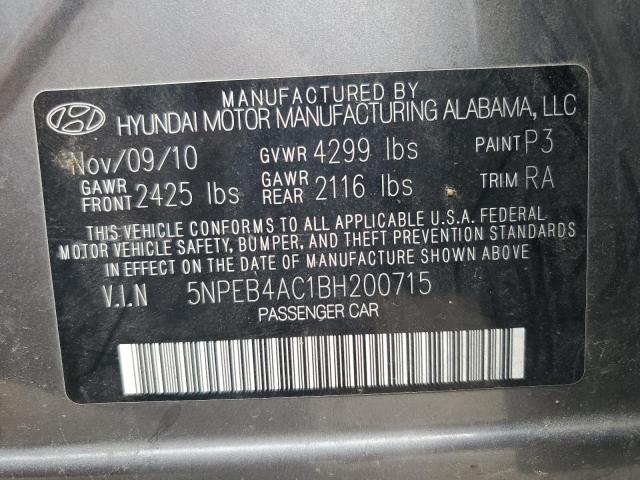 2011 Hyundai Sonata Gls VIN: 5NPEB4AC1BH200715 Lot: 53998554