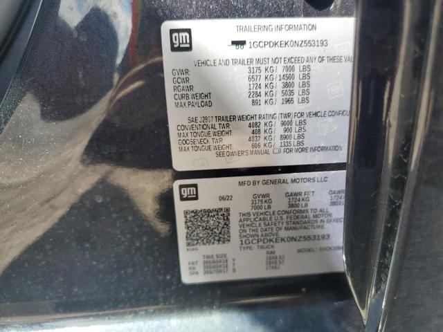 2022 Chevrolet Silverado K1500 Lt-L VIN: 1GCPDKEK0NZ553193 Lot: 56751734