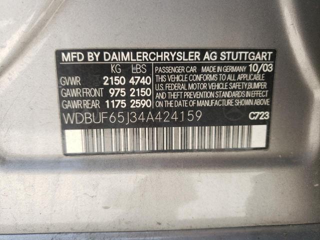 2004 Mercedes-Benz E 320 VIN: WDBUF65J34A424159 Lot: 54523934