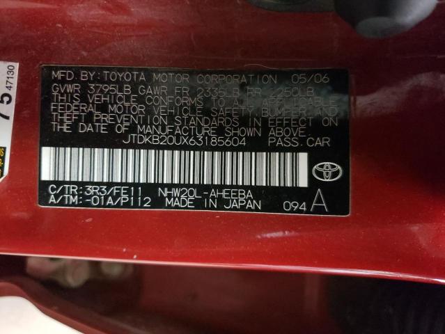 2006 Toyota Prius VIN: JTDKB20UX63185604 Lot: 55507564