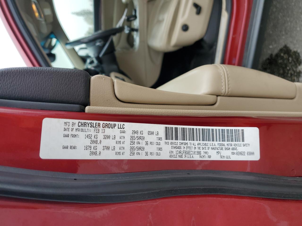 1C4RJFBG6EC101986 2014 Jeep Grand Cherokee Limited