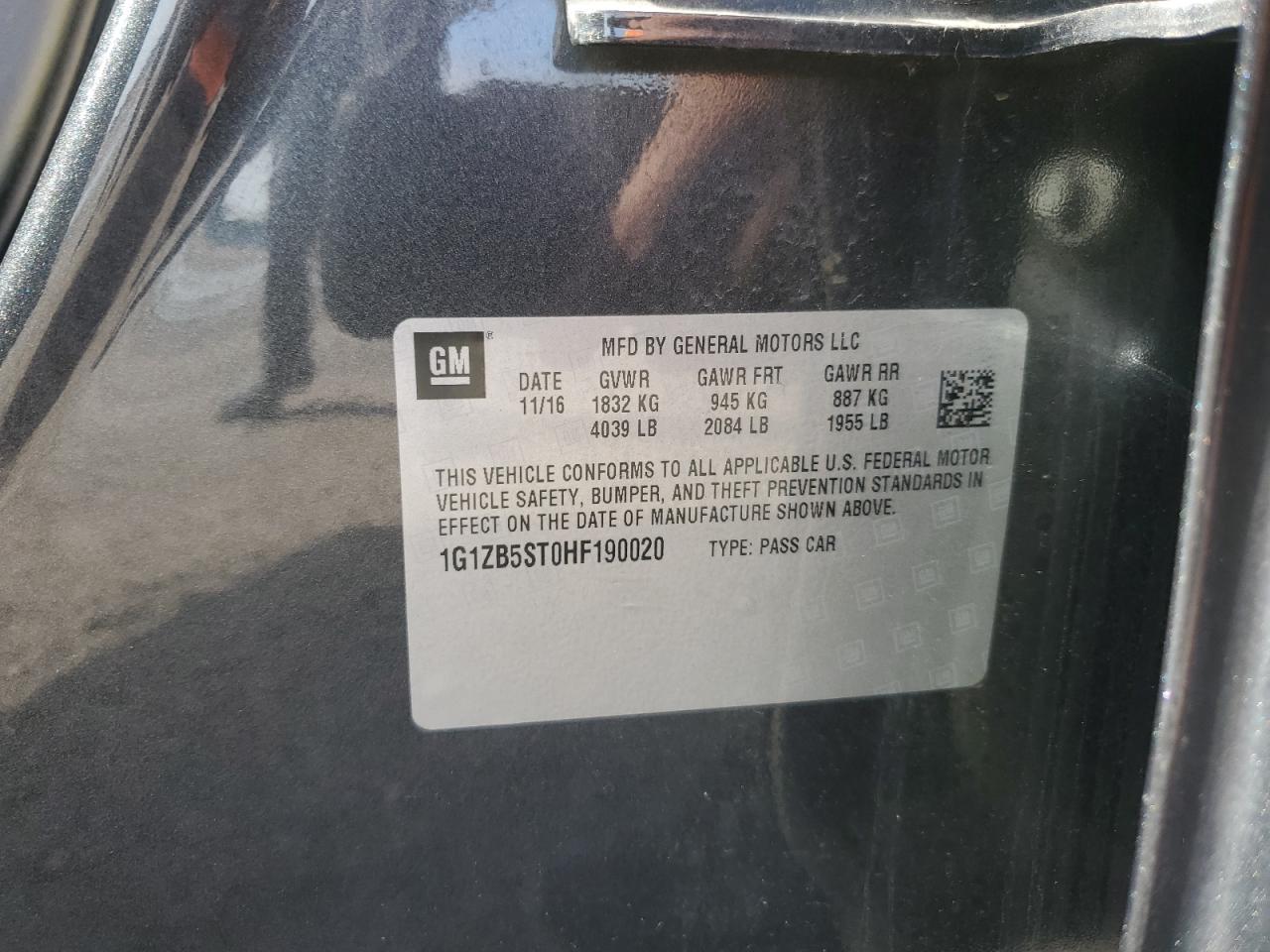1G1ZB5ST0HF190020 2017 Chevrolet Malibu Ls