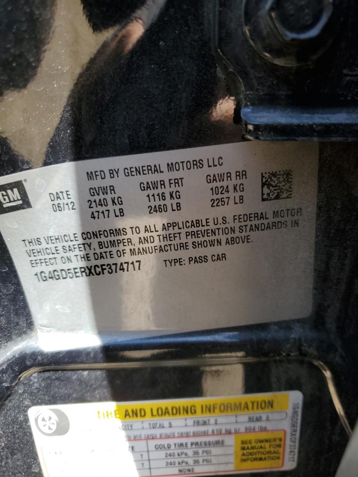 1G4GD5ERXCF374717 2012 Buick Lacrosse Premium