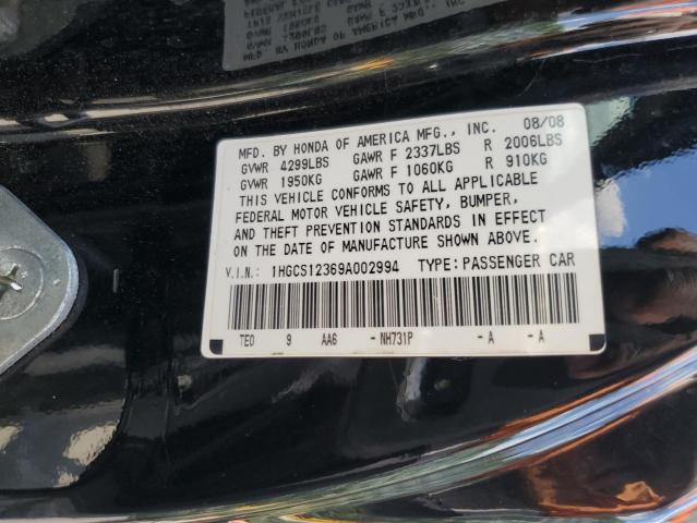 2009 Honda Accord Lx VIN: 1HGCS12369A002994 Lot: 55032674