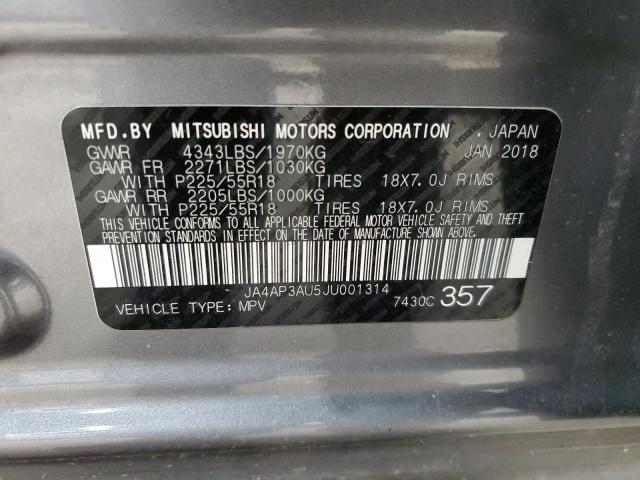 2018 Mitsubishi Outlander Sport Es VIN: JA4AP3AU5JU001314 Lot: 56097694