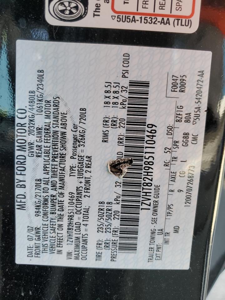 1ZVHT82H985110469 2008 Ford Mustang Gt