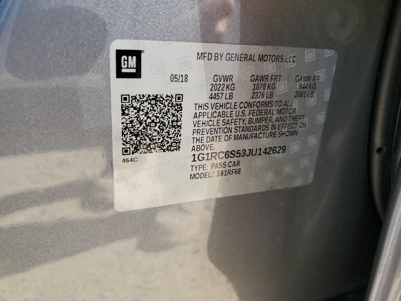 1G1RC6S53JU142629 2018 Chevrolet Volt Lt
