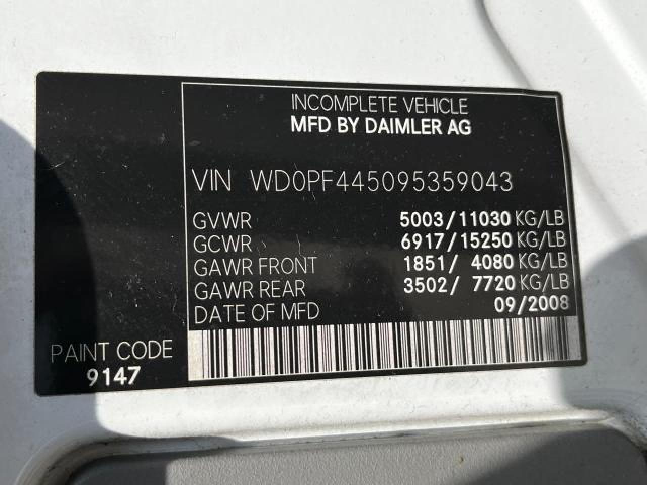 WD0PF445095359043 2009 Dodge Sprinter 3500