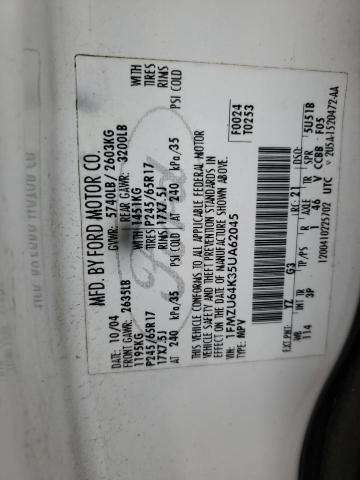 2005 Ford Explorer Eddie Bauer VIN: 1FMZU64K35UA62045 Lot: 55556134