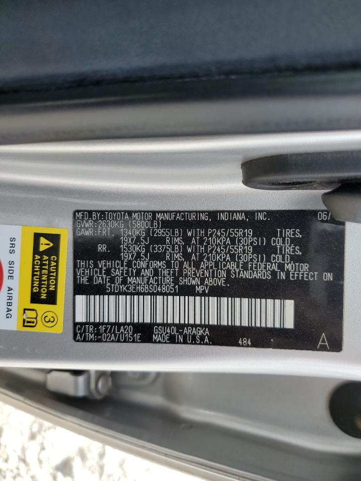 5TDYK3EH6BS048051 2011 Toyota Highlander Limited