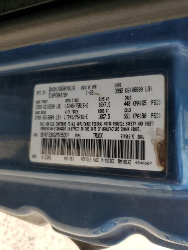 3B7KF23662M255397 2002 Dodge Ram 2500