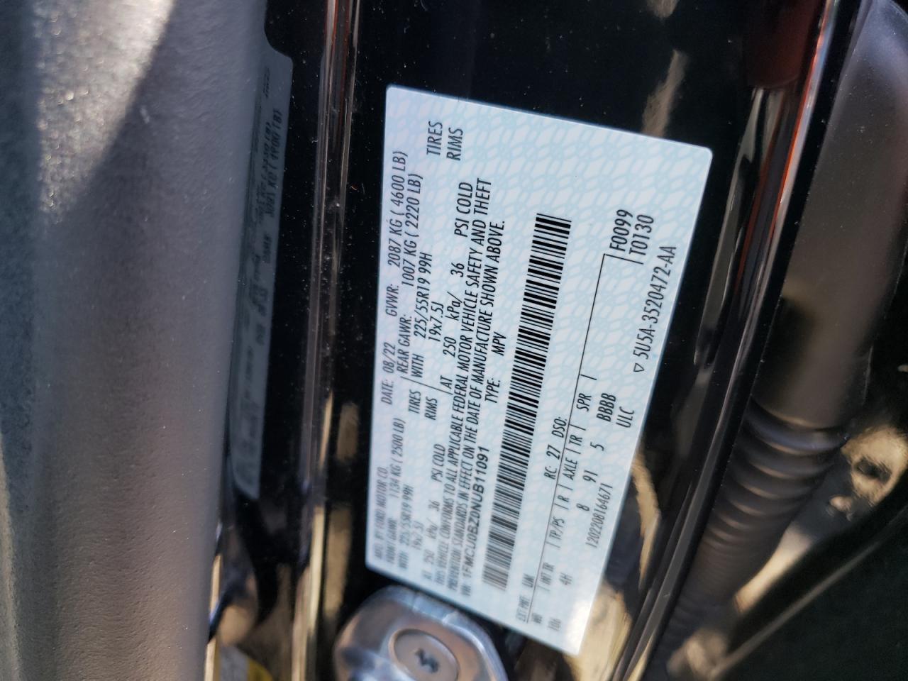 1FMCU0BZ0NUB11091 2022 Ford Escape Se