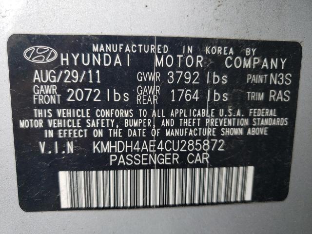 2012 Hyundai Elantra Gls VIN: KMHDH4AE4CU285872 Lot: 52126954