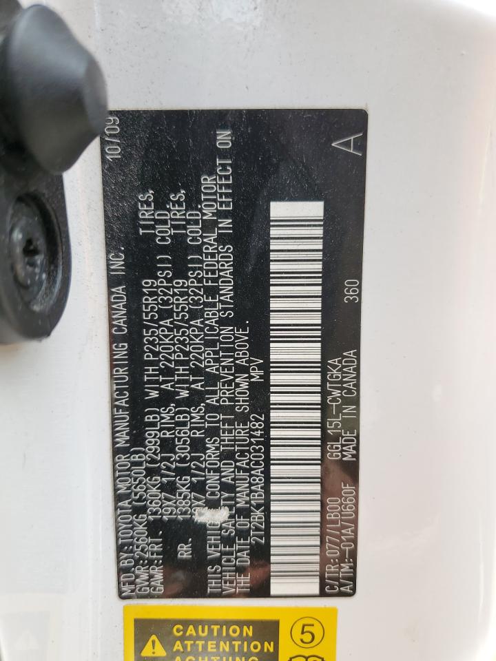 2T2BK1BA8AC031482 2010 Lexus Rx 350