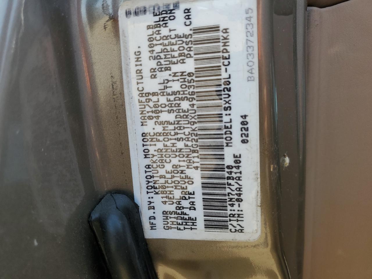 4T1BG22K9XU496350 1999 Toyota Camry Ce