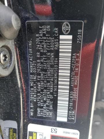 VIN 4T1K61AK8MU569184 2021 Toyota Camry, Xse no.13