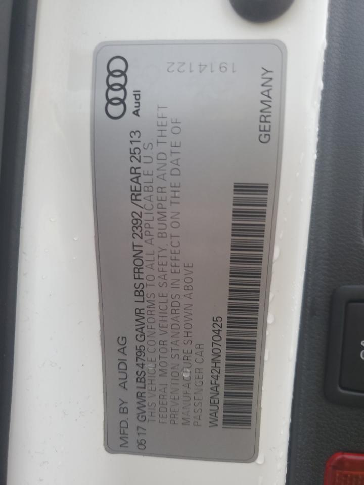 WAUENAF42HN070425 2017 Audi A4 Premium Plus