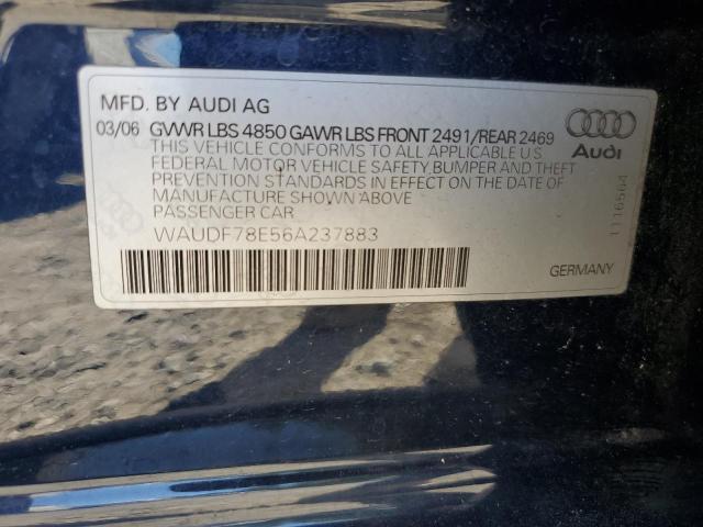 2006 Audi A4 2.0T Quattro VIN: WAUDF78E56A237883 Lot: 54563164