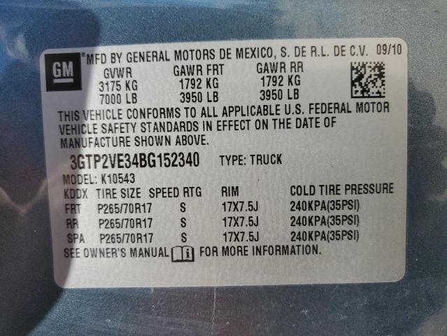 2011 GMC Sierra K1500 Sle VIN: 3GTP2VE34BG152340 Lot: 57280354