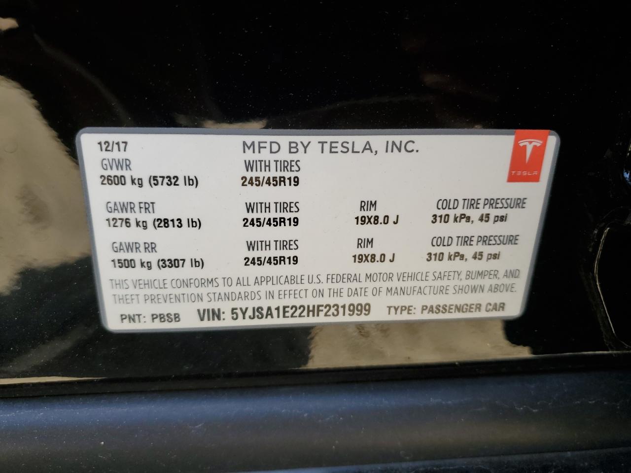 5YJSA1E22HF231999 2017 Tesla Model S