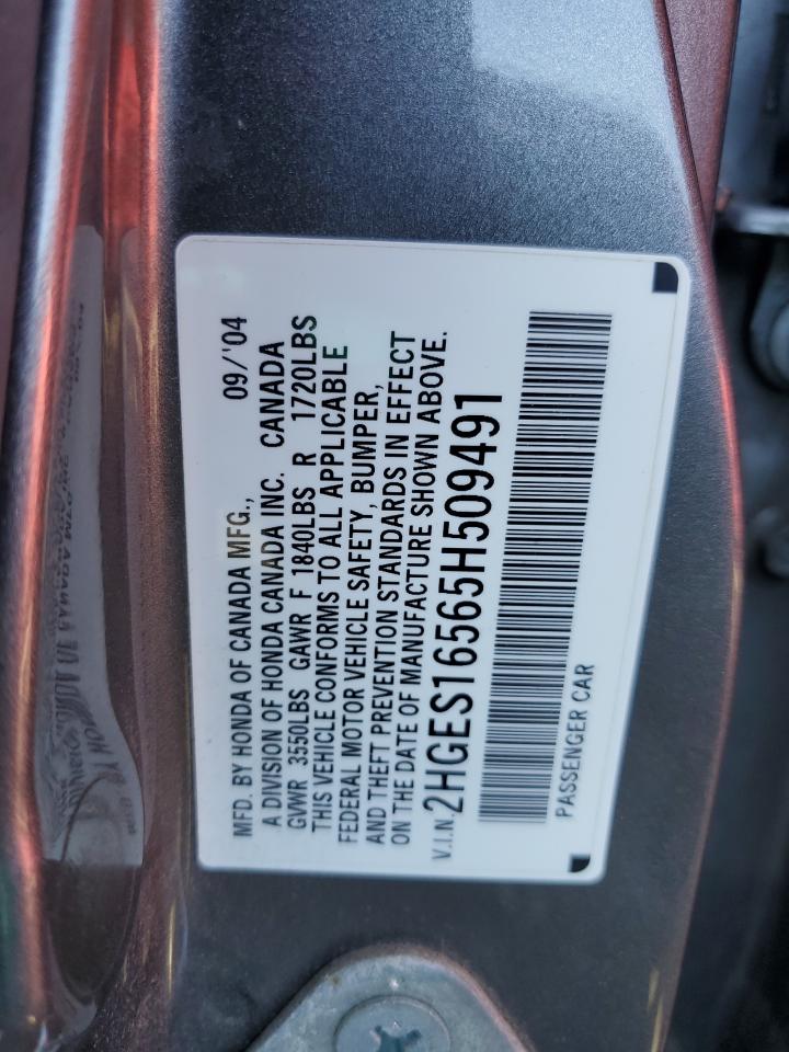 2HGES16565H509491 2005 Honda Civic Lx 2HGES16565H509491 2005 Honda Civic Lx