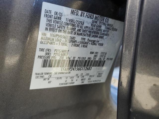 2006 Ford Five Hundred Sel VIN: 1FAHP24156G112683 Lot: 55534054