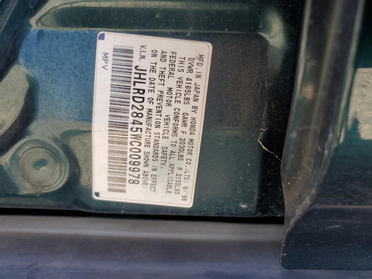JHLRD2845WC009978 1998 Honda Cr-V Lx
