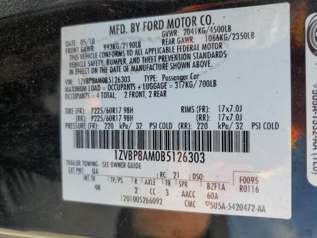 2011 Ford Mustang VIN: 1ZVBP8AM0B5126303 Lot: 53287424