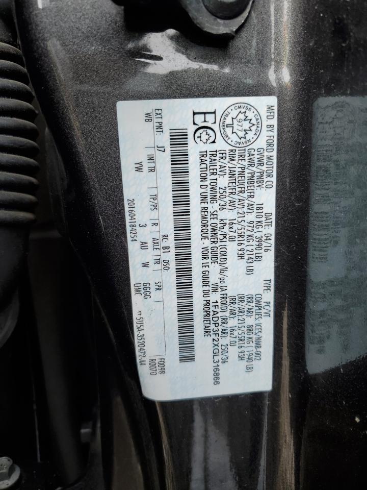 1FADP3F2XGL316866 2016 Ford Focus Se