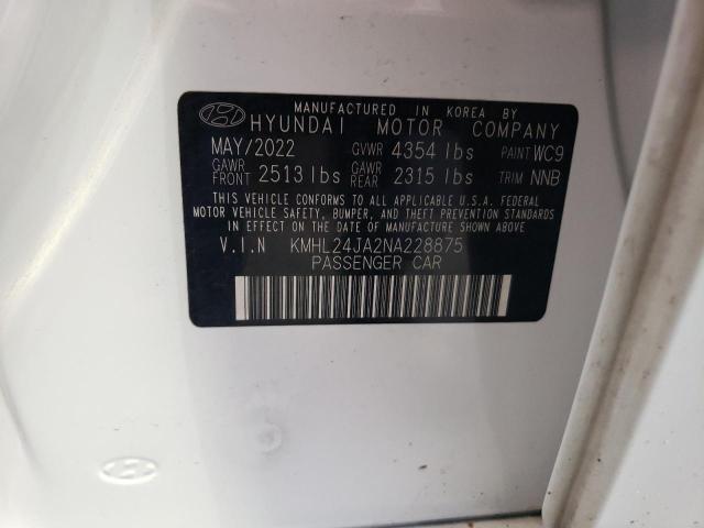 2022 Hyundai Sonata Se VIN: KMHL24JA2NA228875 Lot: 55700714